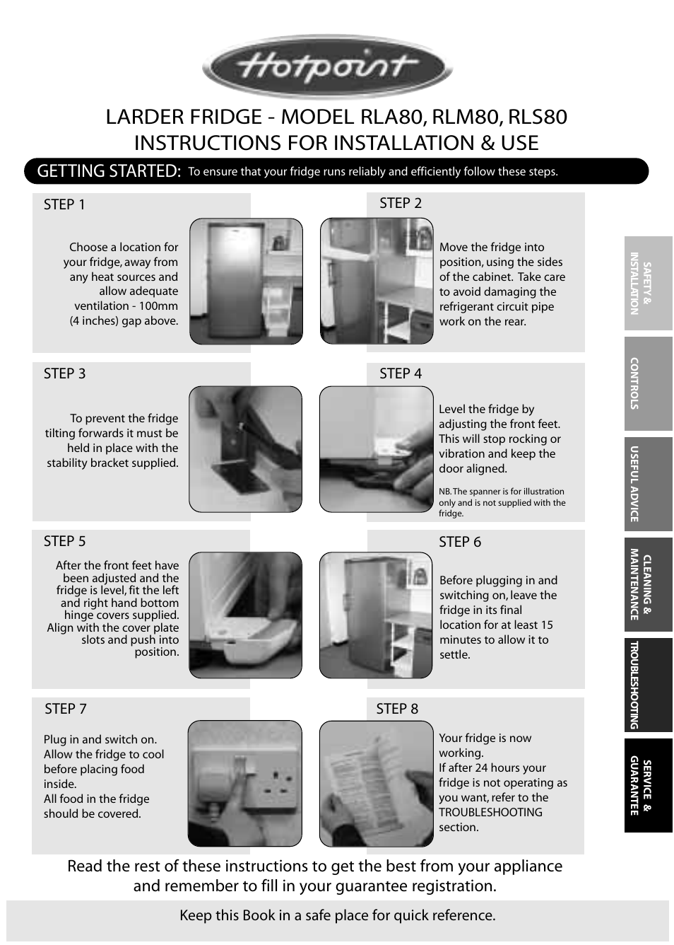 Hotpoint RLS80 User Manual | 20 pages