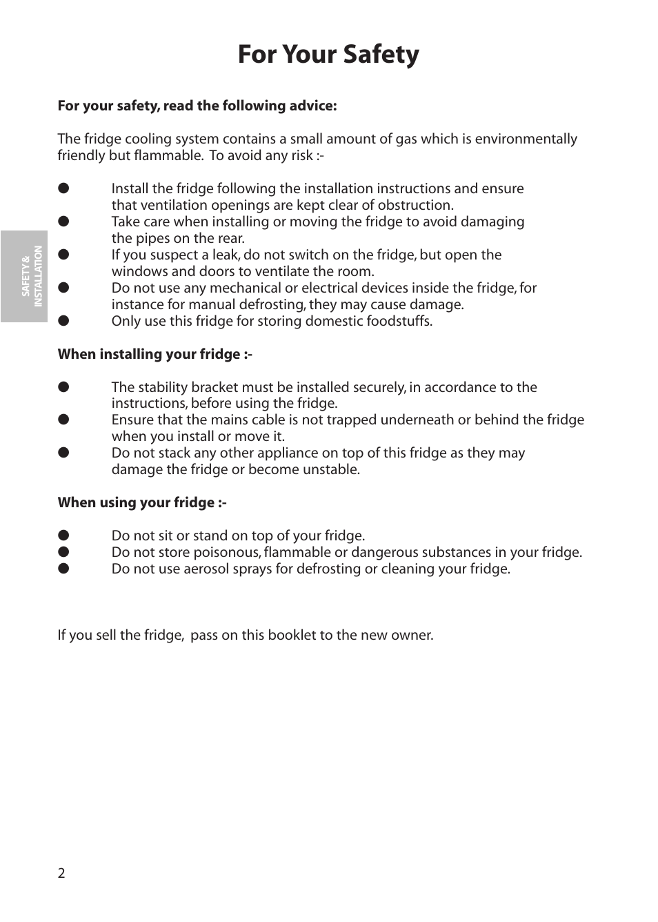 For your safety | Hotpoint RLS80 User Manual | Page 2 / 20