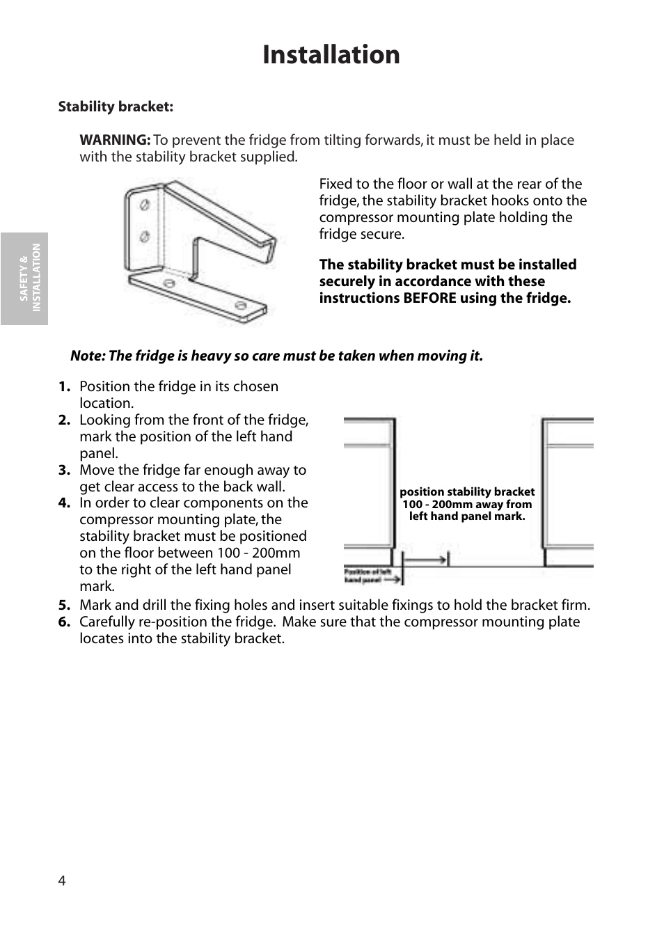 Installation | Hotpoint RLS80 User Manual | Page 4 / 20