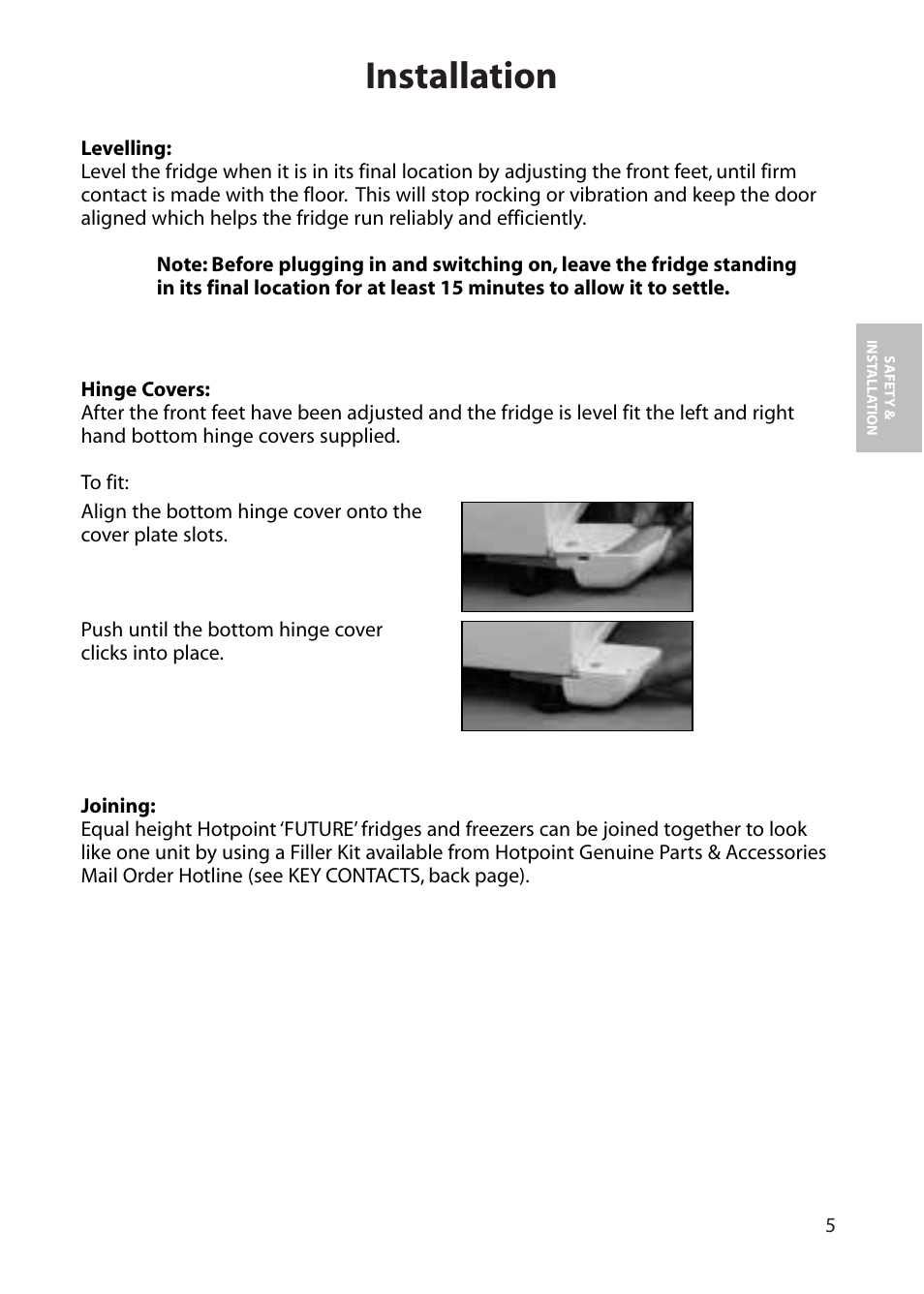 Installation | Hotpoint RLS80 User Manual | Page 5 / 20