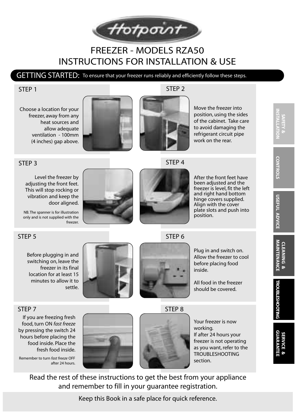 Hotpoint RZA50 User Manual | 20 pages