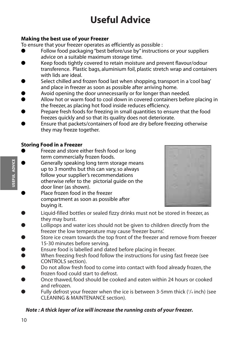 Useful advice | Hotpoint RZA50 User Manual | Page 10 / 20