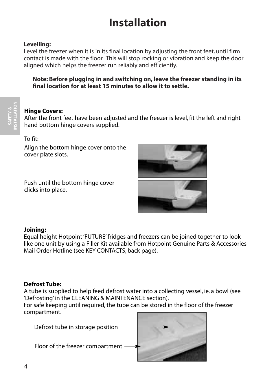 Installation | Hotpoint RZA50 User Manual | Page 4 / 20