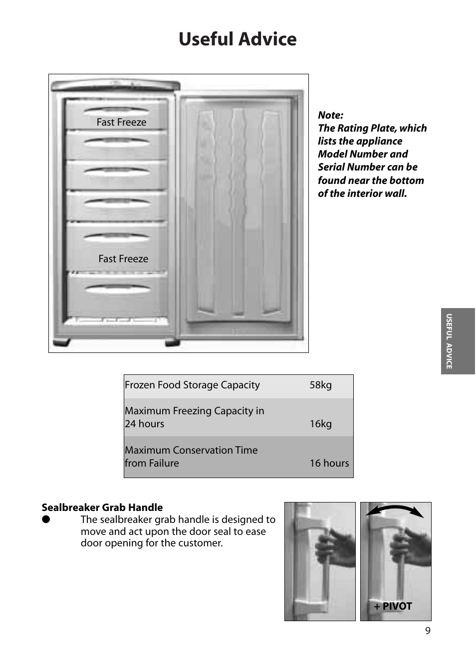 Useful advice | Hotpoint RZA50 User Manual | Page 9 / 20