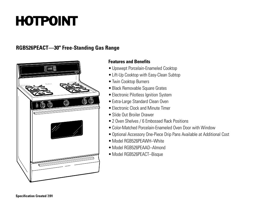 Hotpoint RGB526PEACT User Manual | Page 2 / 2