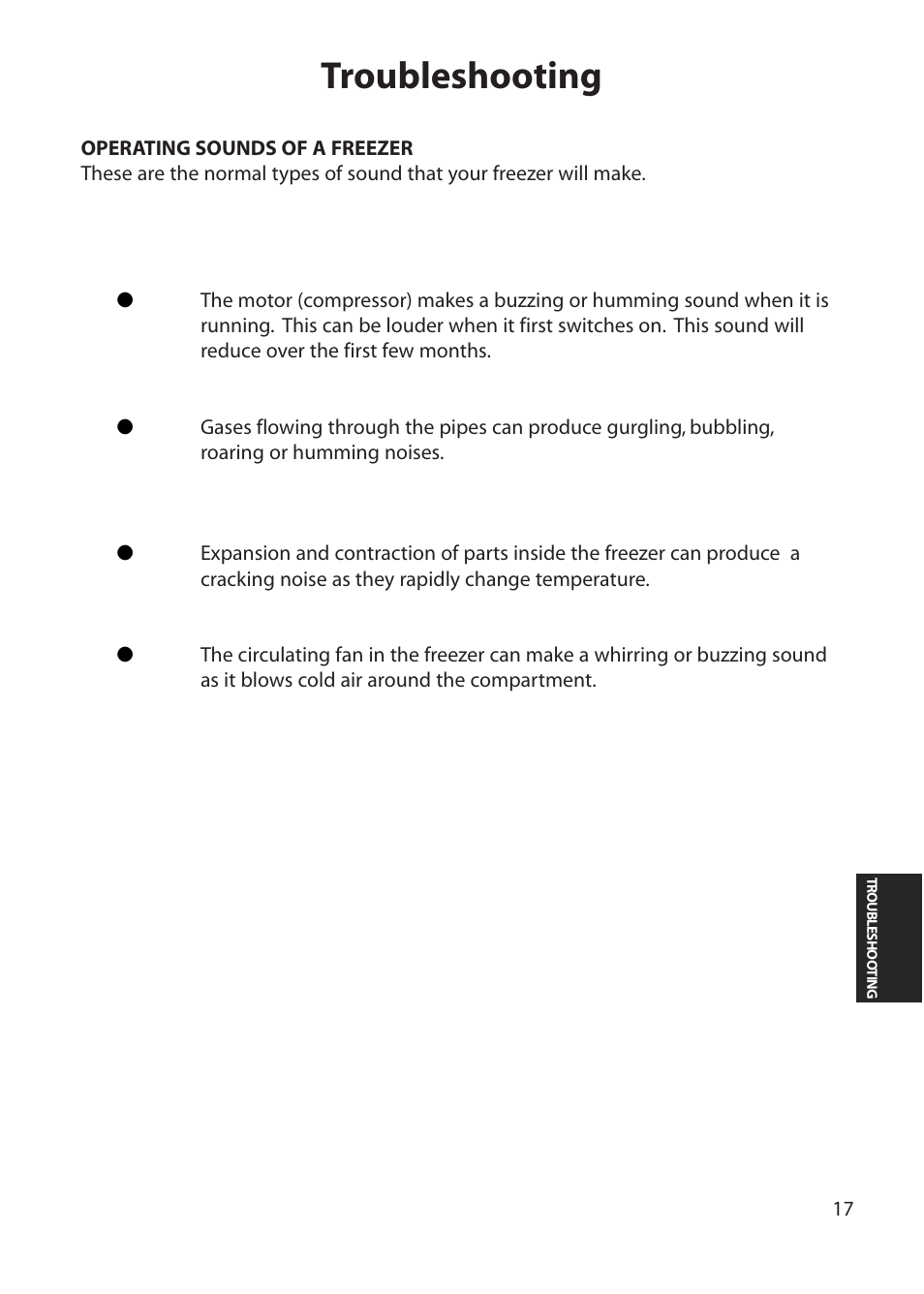 Troubleshooting | Hotpoint FZA80 User Manual | Page 17 / 20