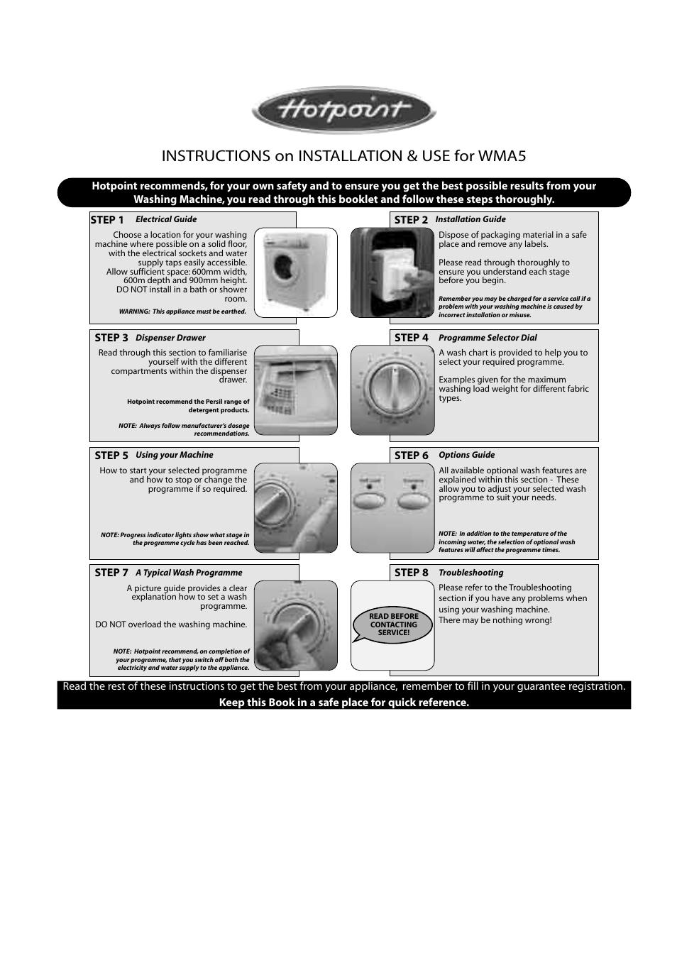 Hotpoint WMA5 User Manual | 11 pages