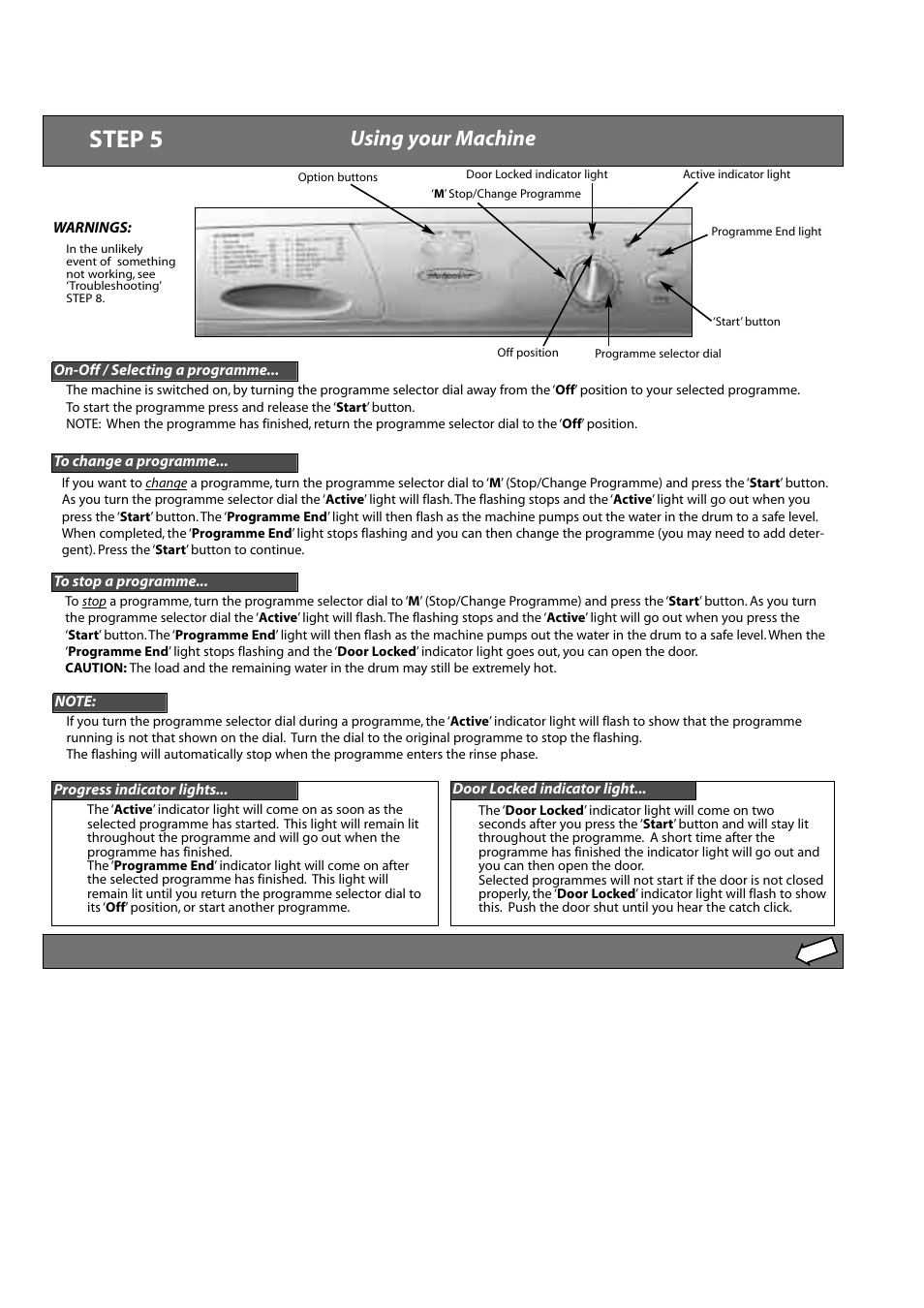 Step 5, Using your machine | Hotpoint WMA5 User Manual | Page 6 / 11