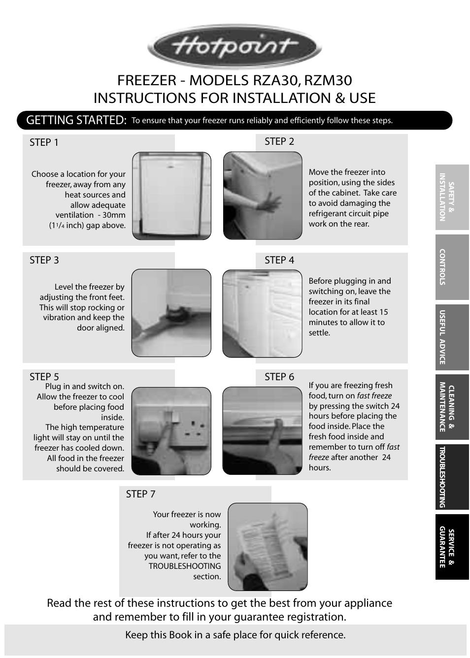 Hotpoint RZA30 User Manual | 20 pages