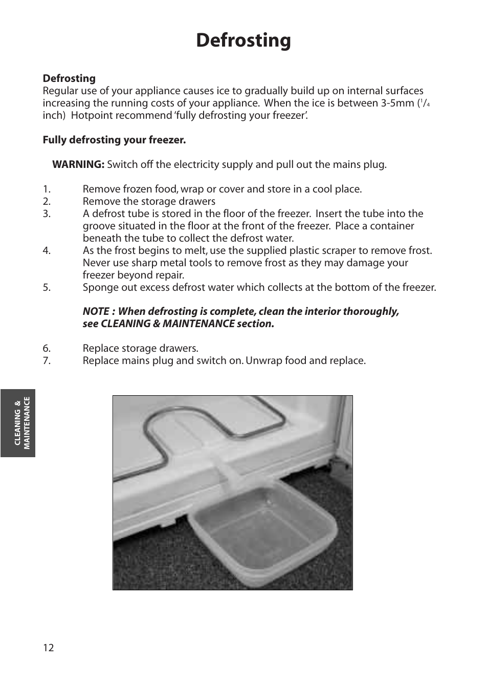 Defrosting | Hotpoint RZA30 User Manual | Page 12 / 20