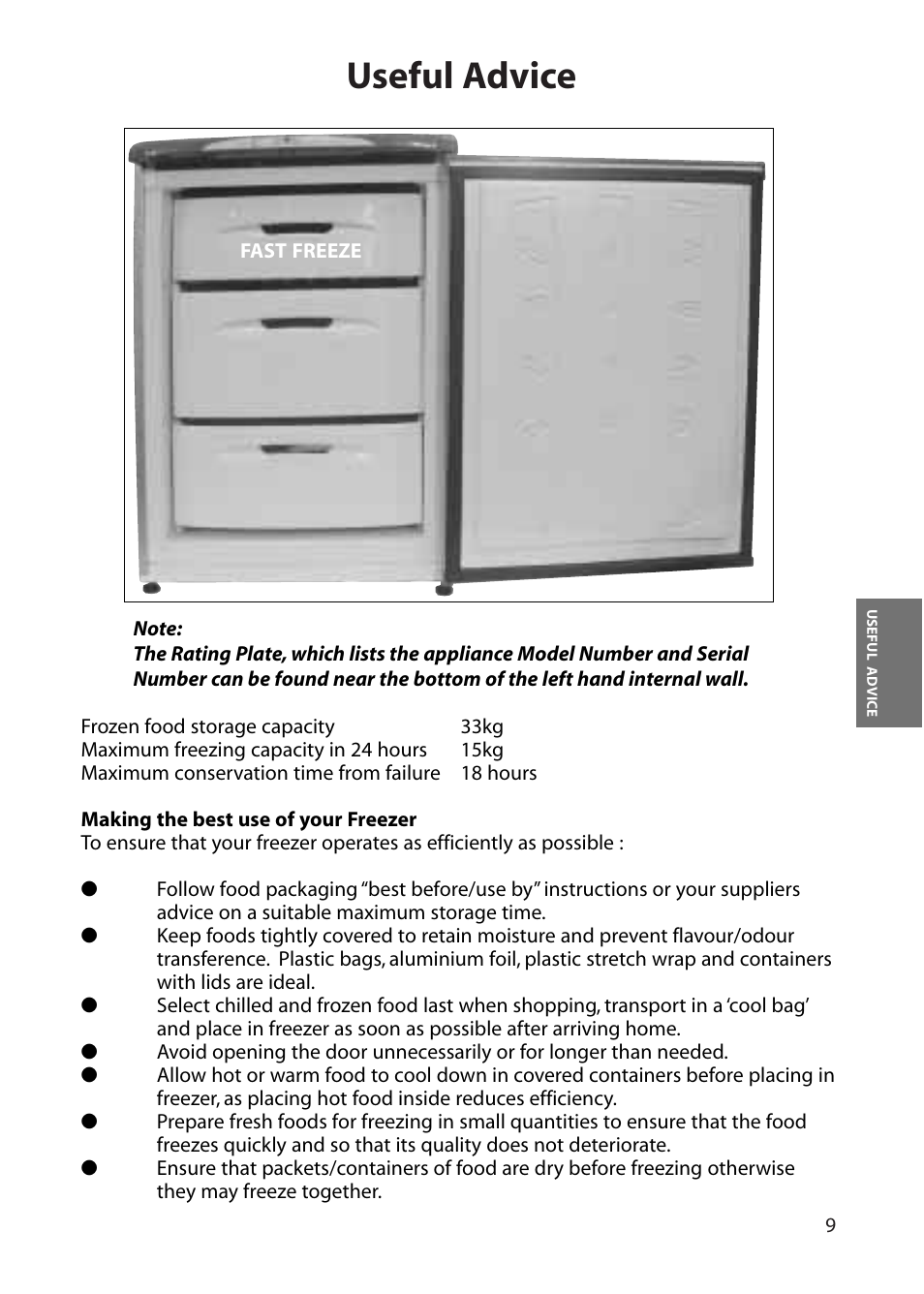 Useful advice | Hotpoint RZA30 User Manual | Page 9 / 20