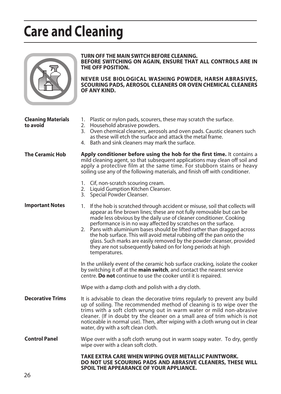 Care and cleaning | Hotpoint EW51 User Manual | Page 26 / 32