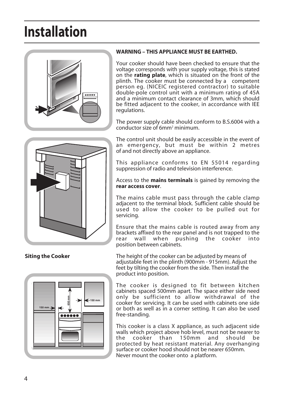 Installation | Hotpoint EW51 User Manual | Page 4 / 32