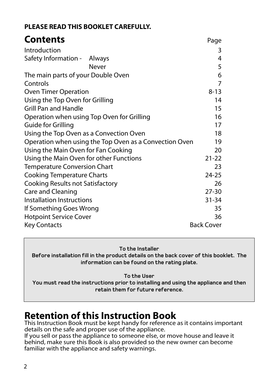 Hotpoint UY46 User Manual | Page 2 / 40