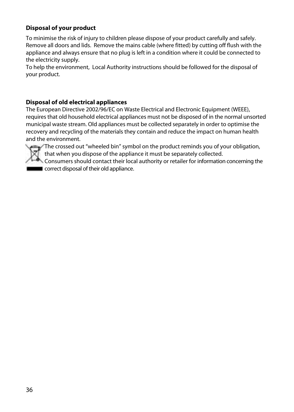 Hotpoint UY46 User Manual | Page 36 / 40