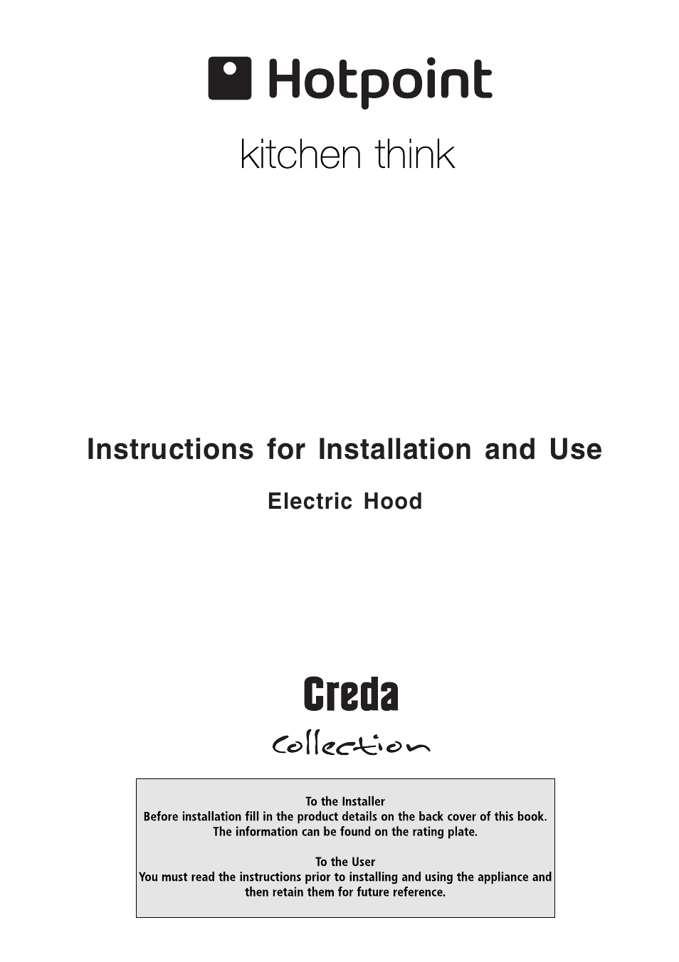 Hotpoint LI2I3A User Manual | 12 pages