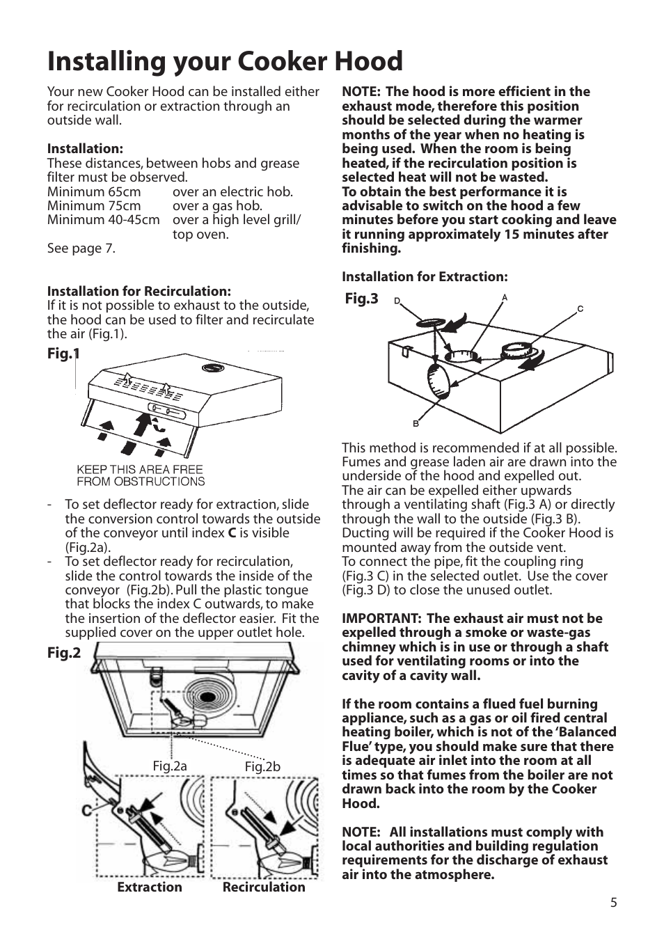 Installing your cooker hood | Hotpoint LI2I3A User Manual | Page 5 / 12