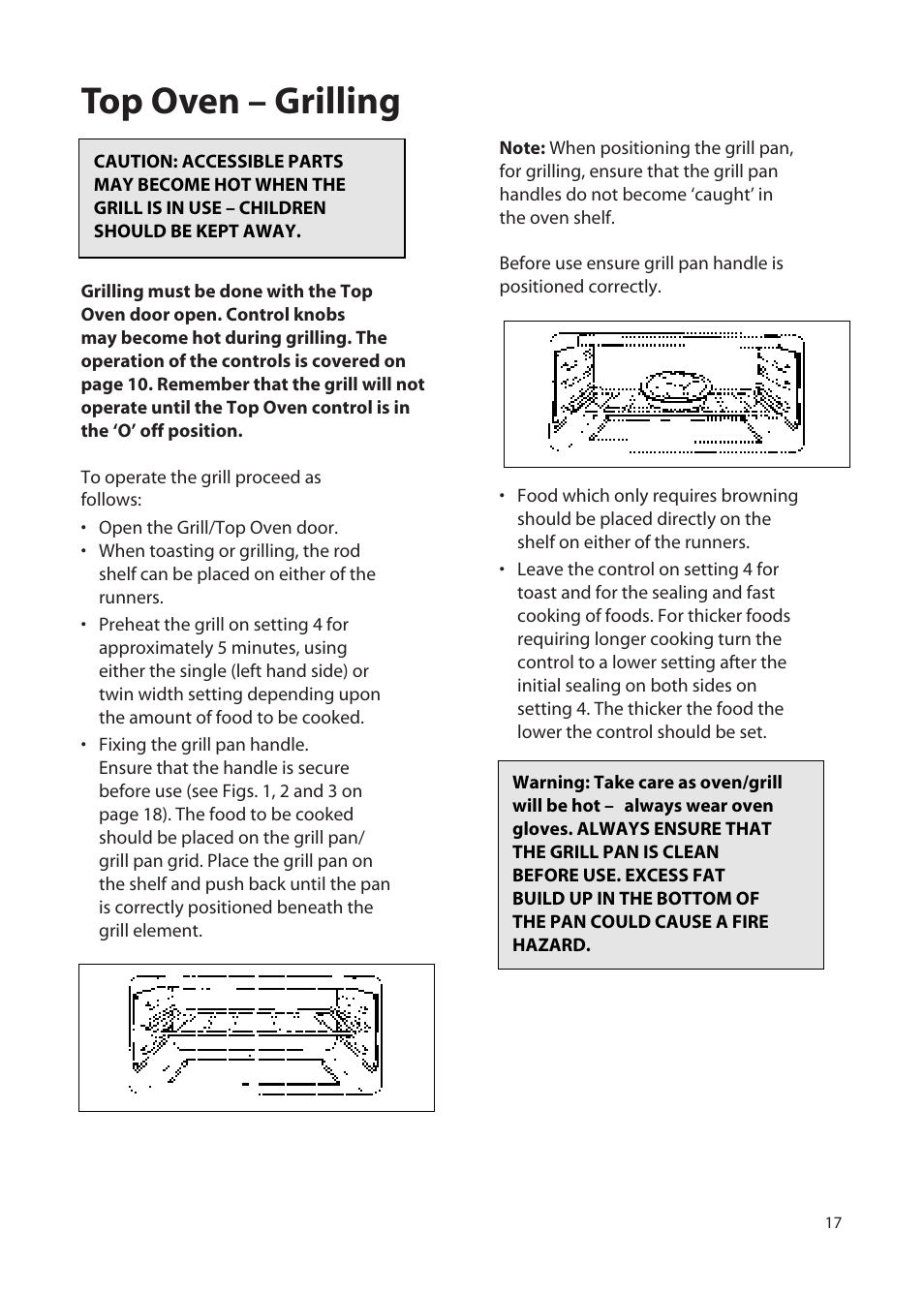 Top oven – grilling | Hotpoint EW72 User Manual | Page 17 / 40