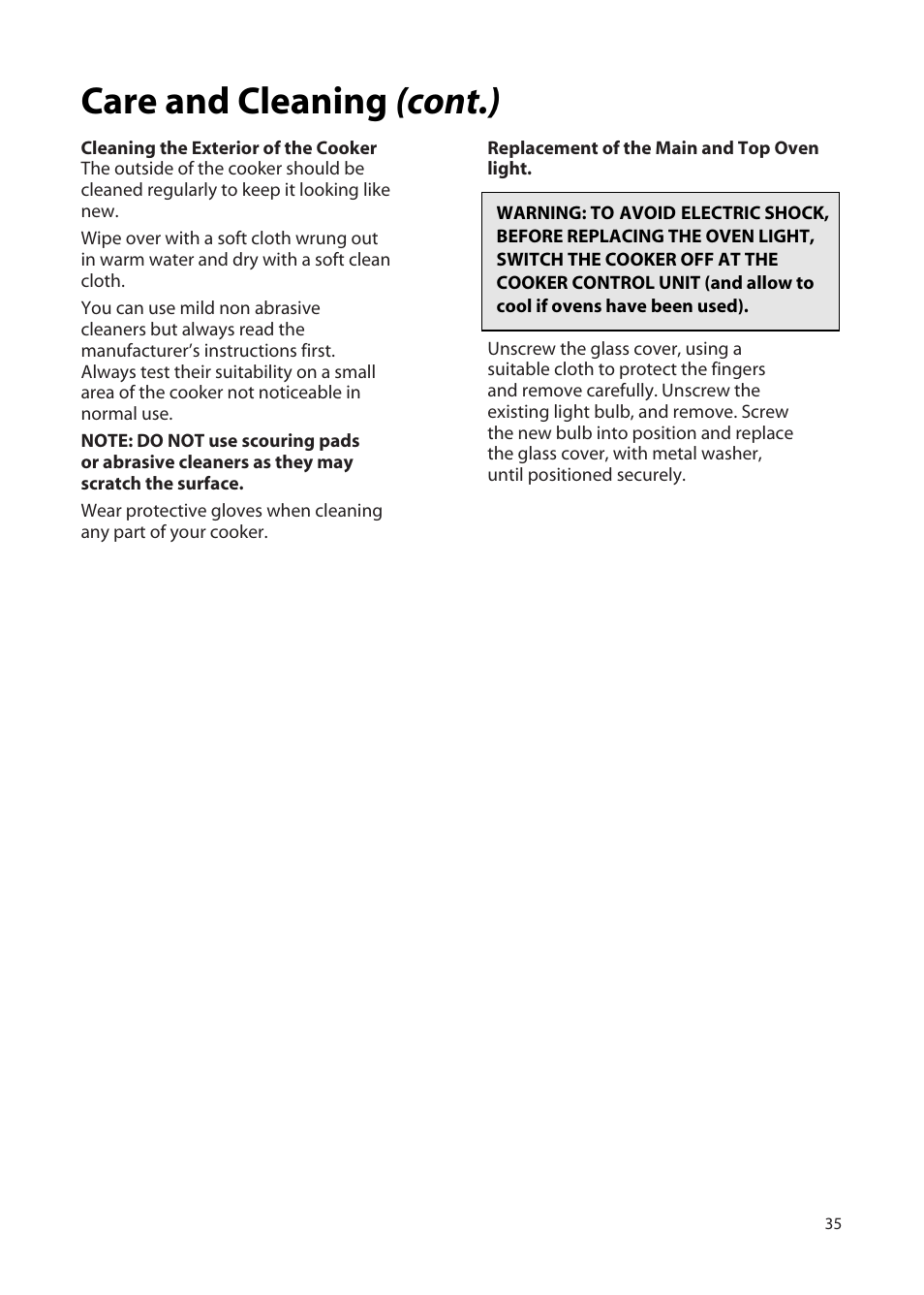 Care and cleaning (cont.) | Hotpoint EW72 User Manual | Page 35 / 40