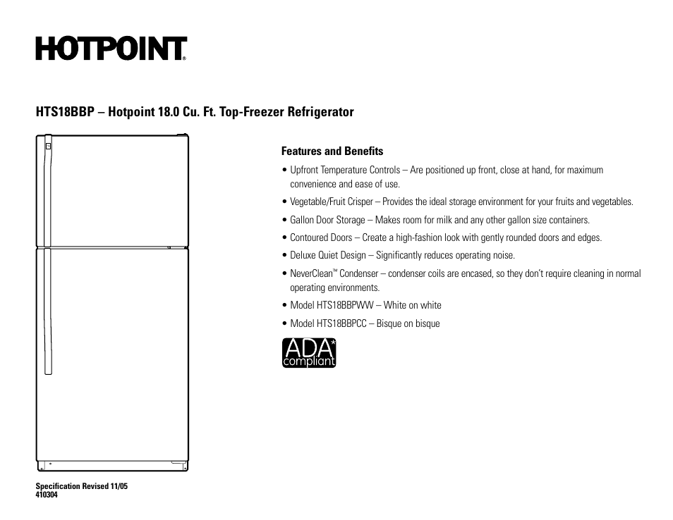 Hotpoint HTS18BBPWW User Manual | Page 2 / 2