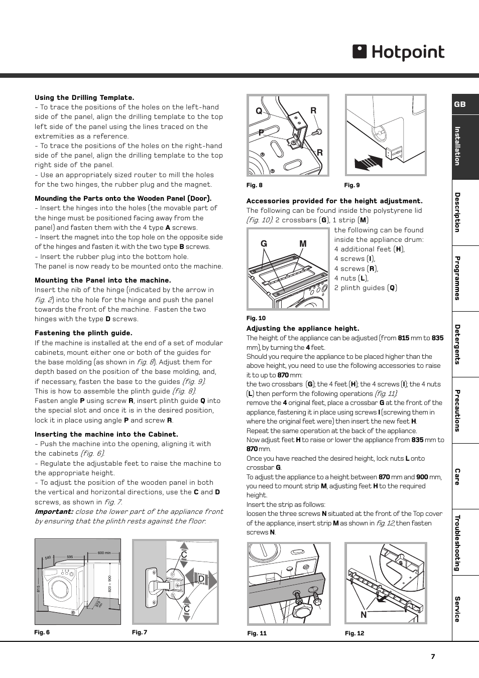 Li h g | Hotpoint BWM 129 User Manual | Page 9 / 20