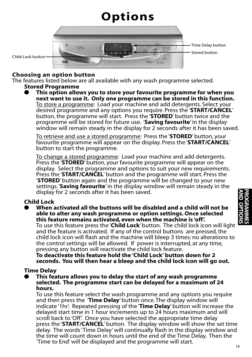 Options | Hotpoint WF860 User Manual | Page 19 / 28