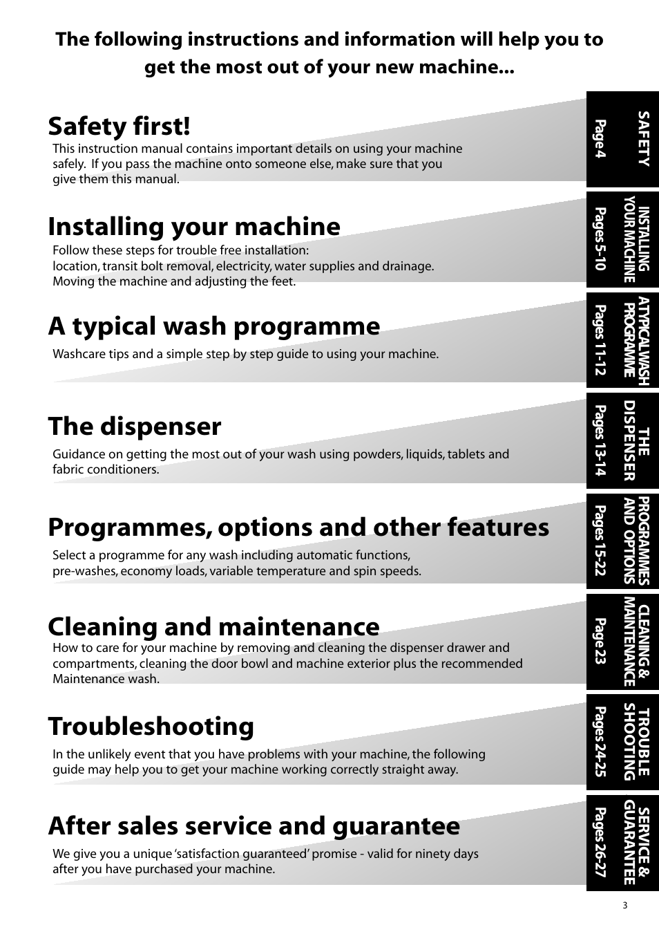 Programmes, options and other features | Hotpoint WF860 User Manual | Page 3 / 28