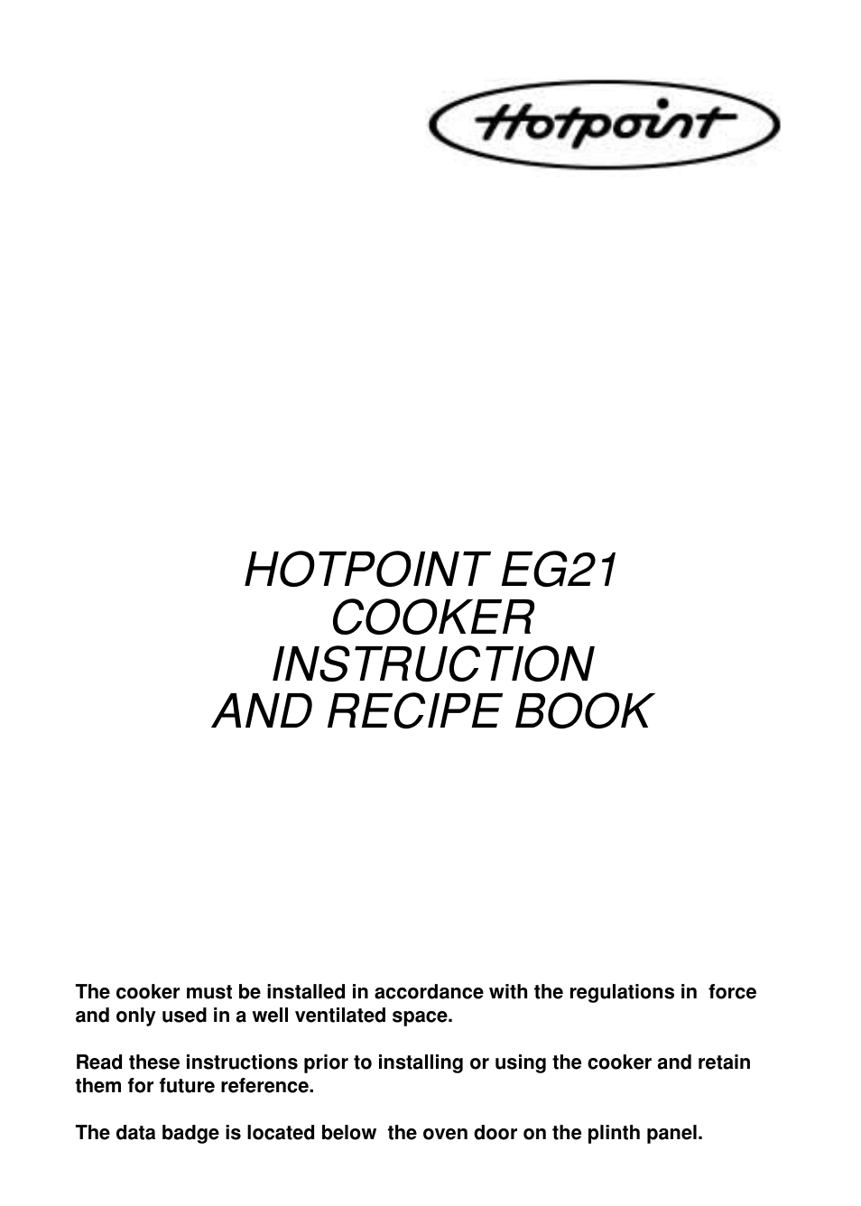 Hotpoint EG21 User Manual | 32 pages