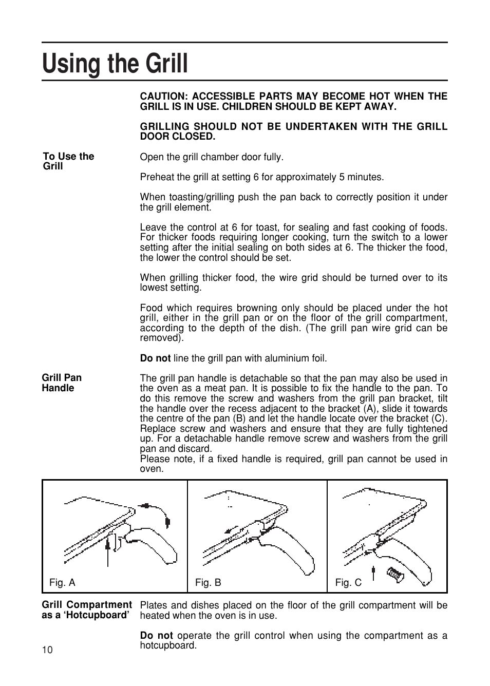Using the grill | Hotpoint EG21 User Manual | Page 10 / 32