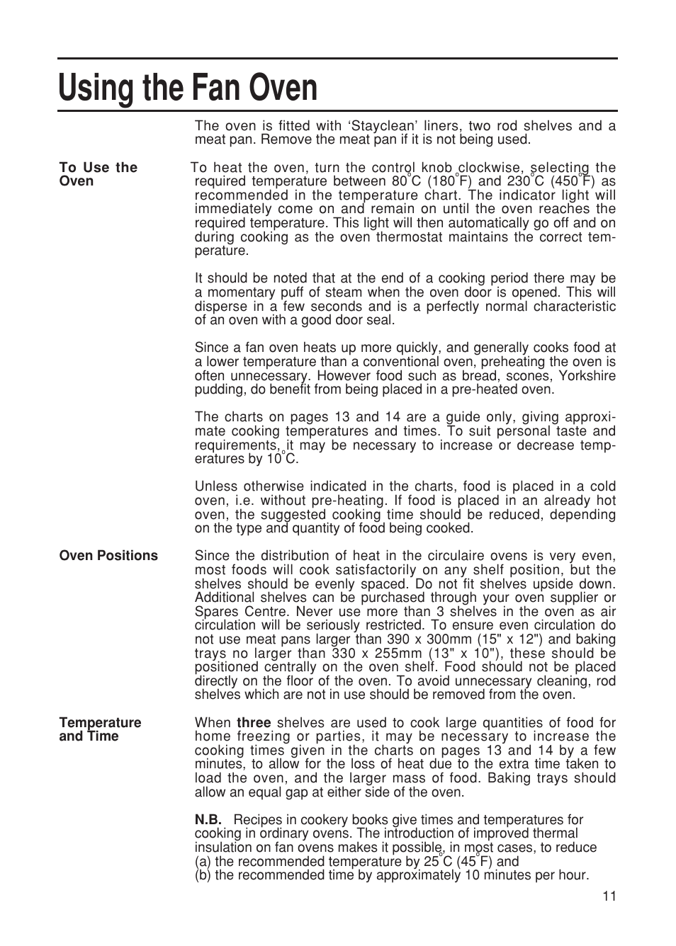 Using the fan oven | Hotpoint EG21 User Manual | Page 11 / 32