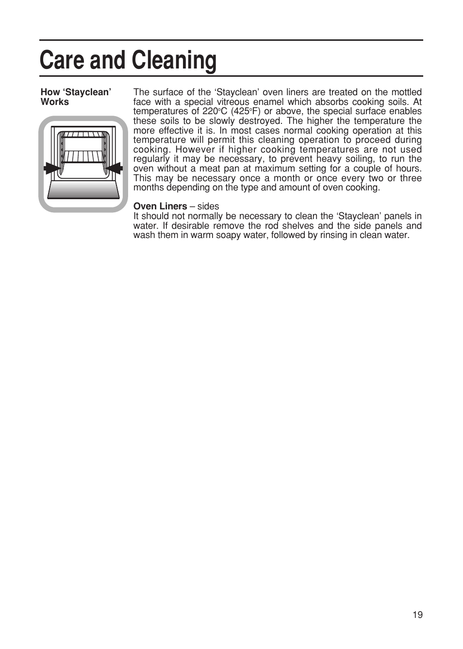 Care and cleaning | Hotpoint EG21 User Manual | Page 19 / 32