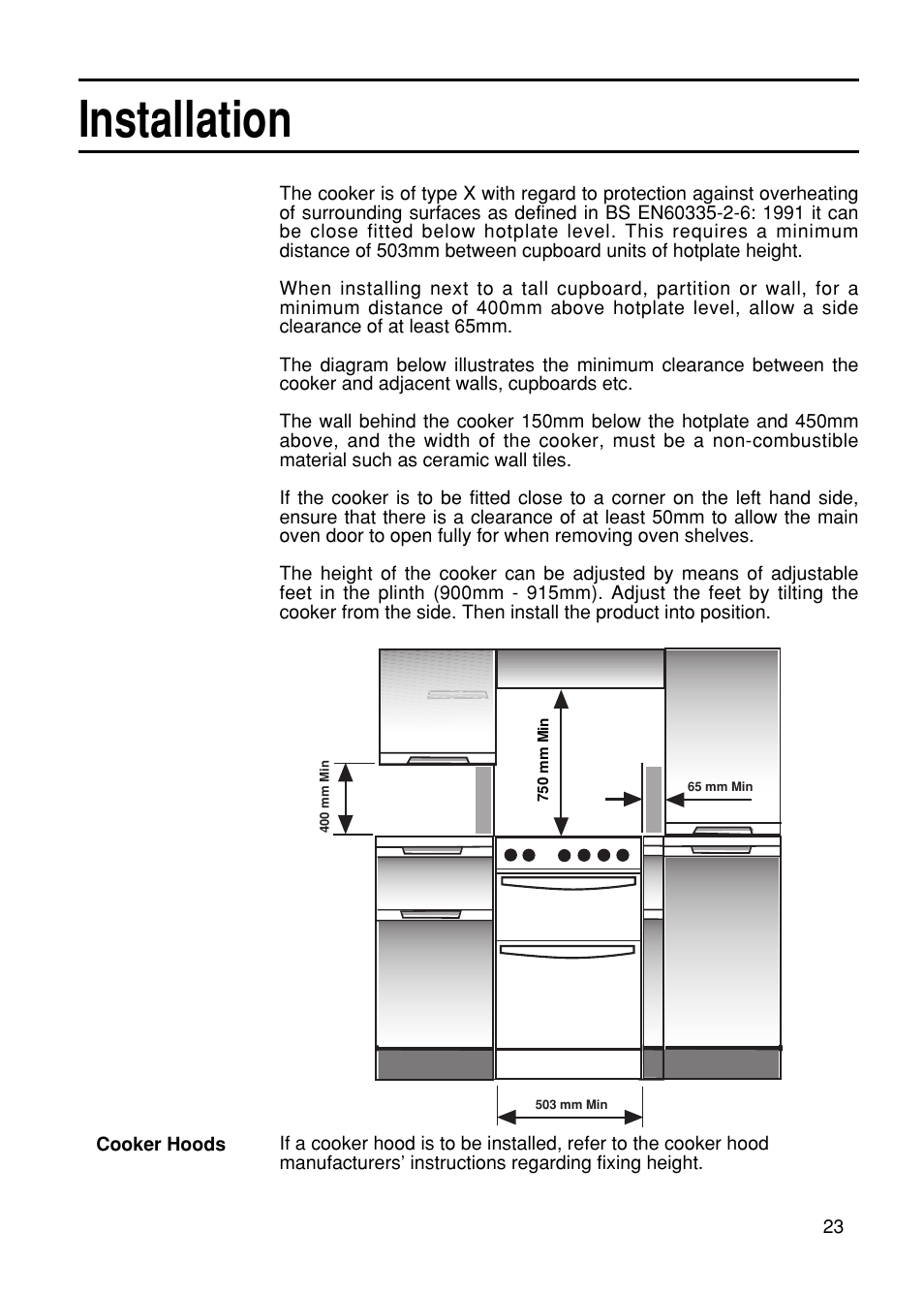 Installation | Hotpoint EG21 User Manual | Page 23 / 32