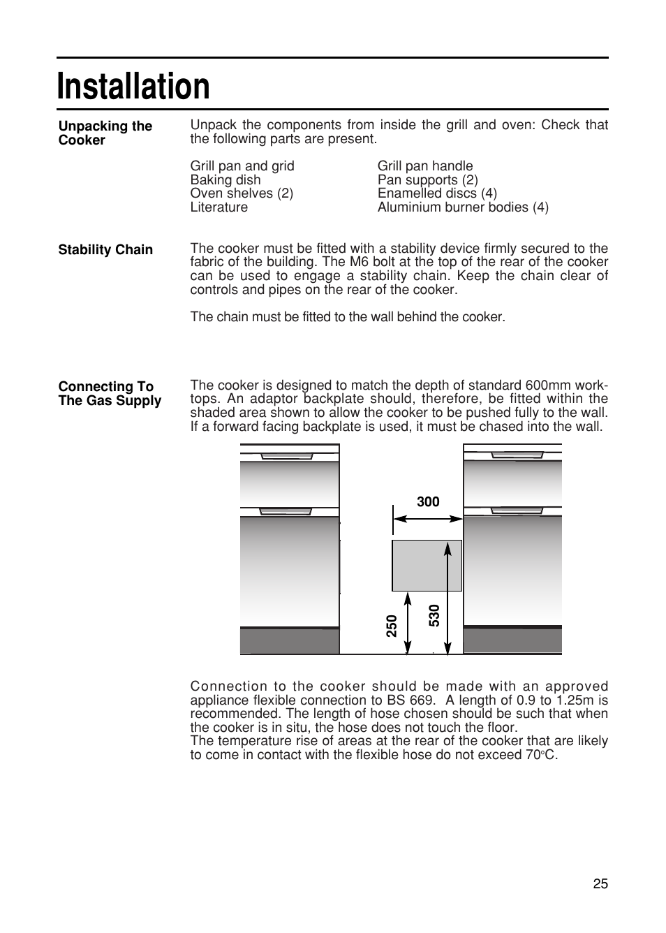 Installation | Hotpoint EG21 User Manual | Page 25 / 32