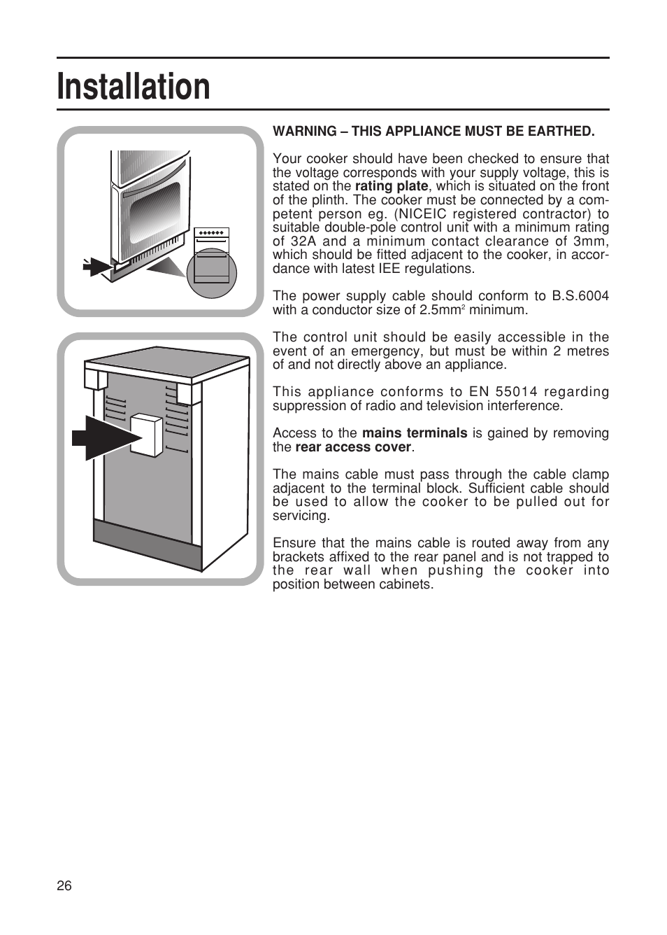 Installation | Hotpoint EG21 User Manual | Page 26 / 32