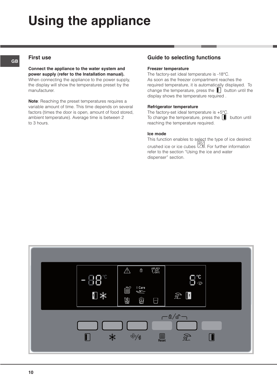 Using the appliance | Hotpoint MSZ User Manual | Page 10 / 24