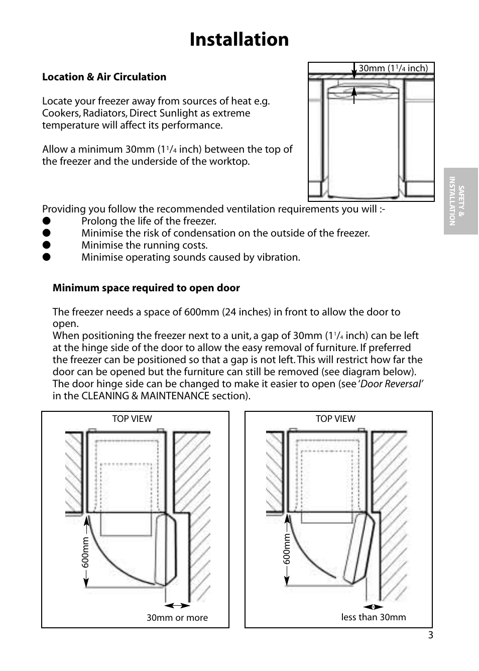 Installation | Hotpoint RZA36 User Manual | Page 3 / 20