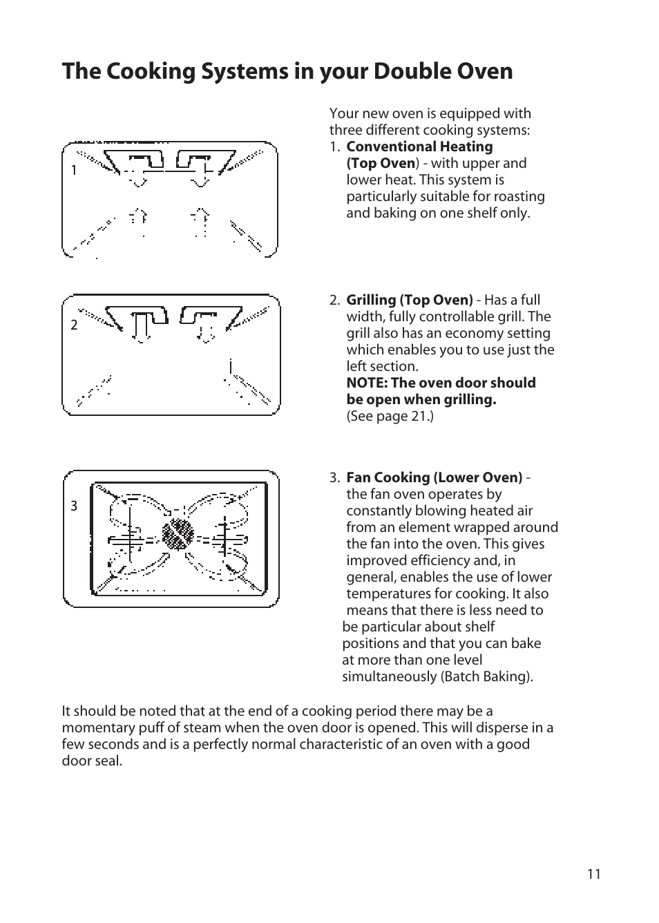 The cooking systems in your double oven | Hotpoint BD52 BD62 User Manual | Page 11 / 48