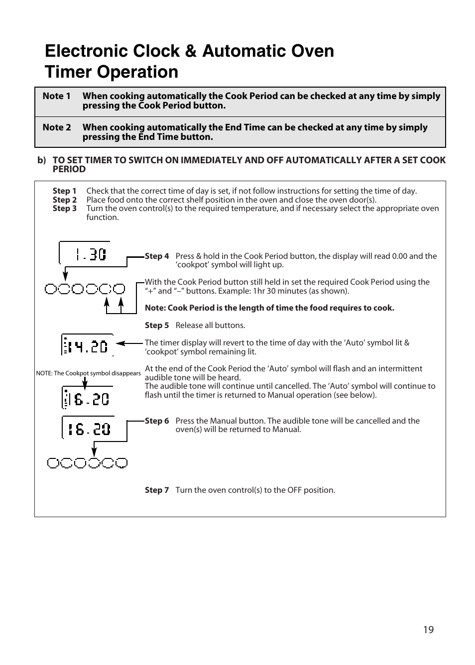 Electronic clock & automatic oven timer operation | Hotpoint BD52 BD62 User Manual | Page 19 / 48