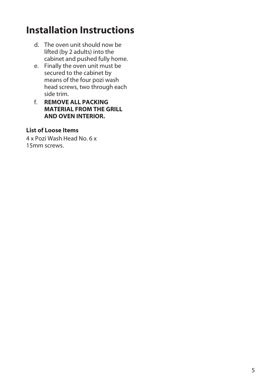 Installation instructions | Hotpoint BD52 BD62 User Manual | Page 5 / 48