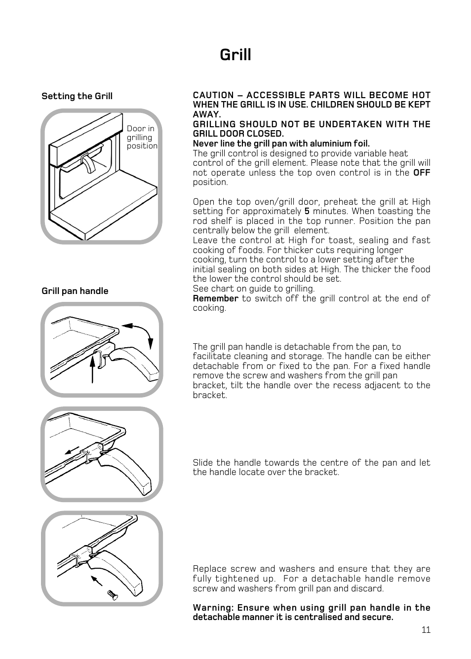 Grill | Hotpoint H251EWH User Manual | Page 13 / 32