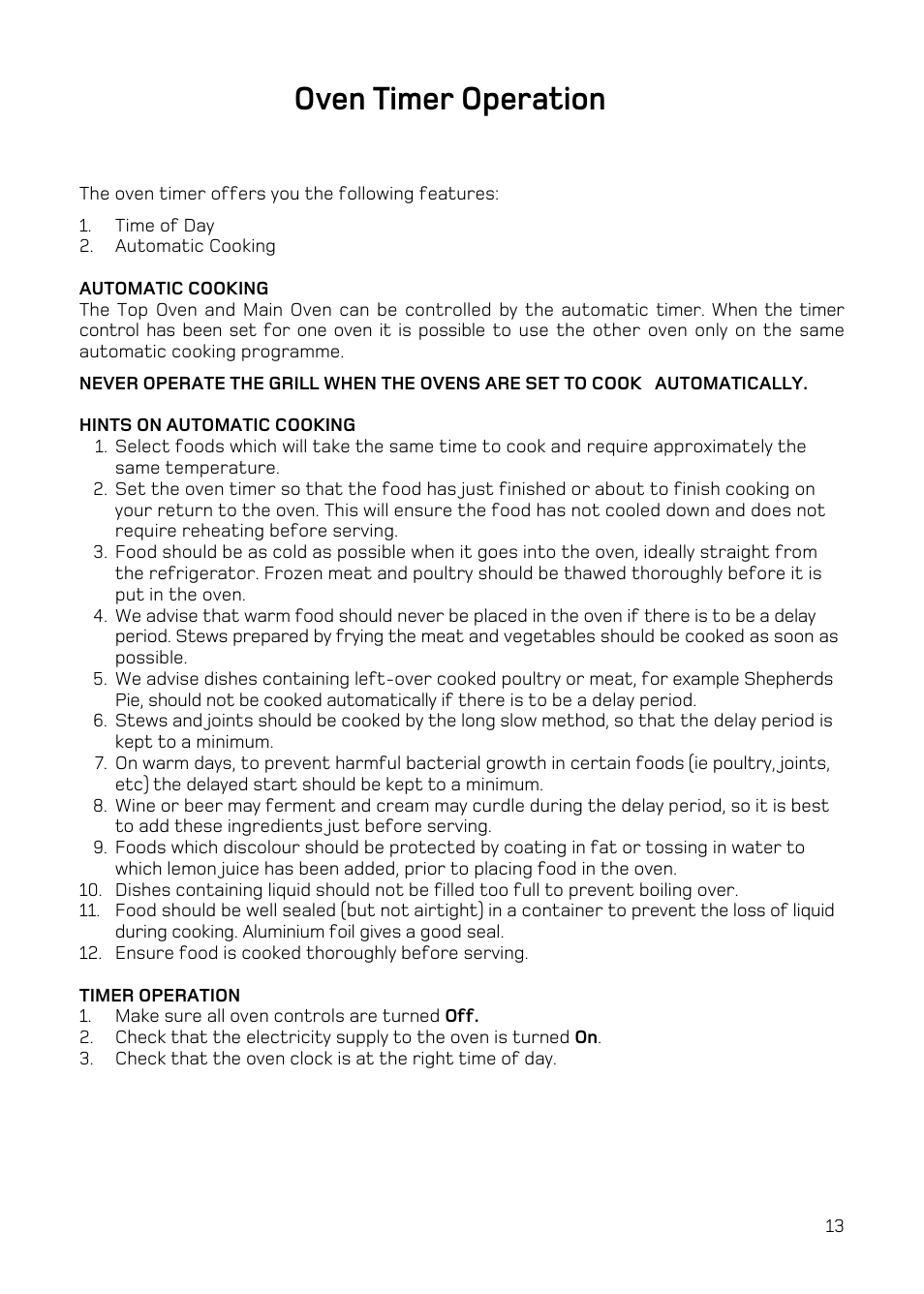 Oven timer operation | Hotpoint H251EWH User Manual | Page 15 / 32