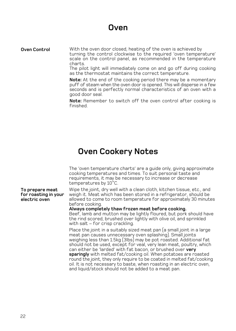 Oven | Hotpoint H251EWH User Manual | Page 24 / 32