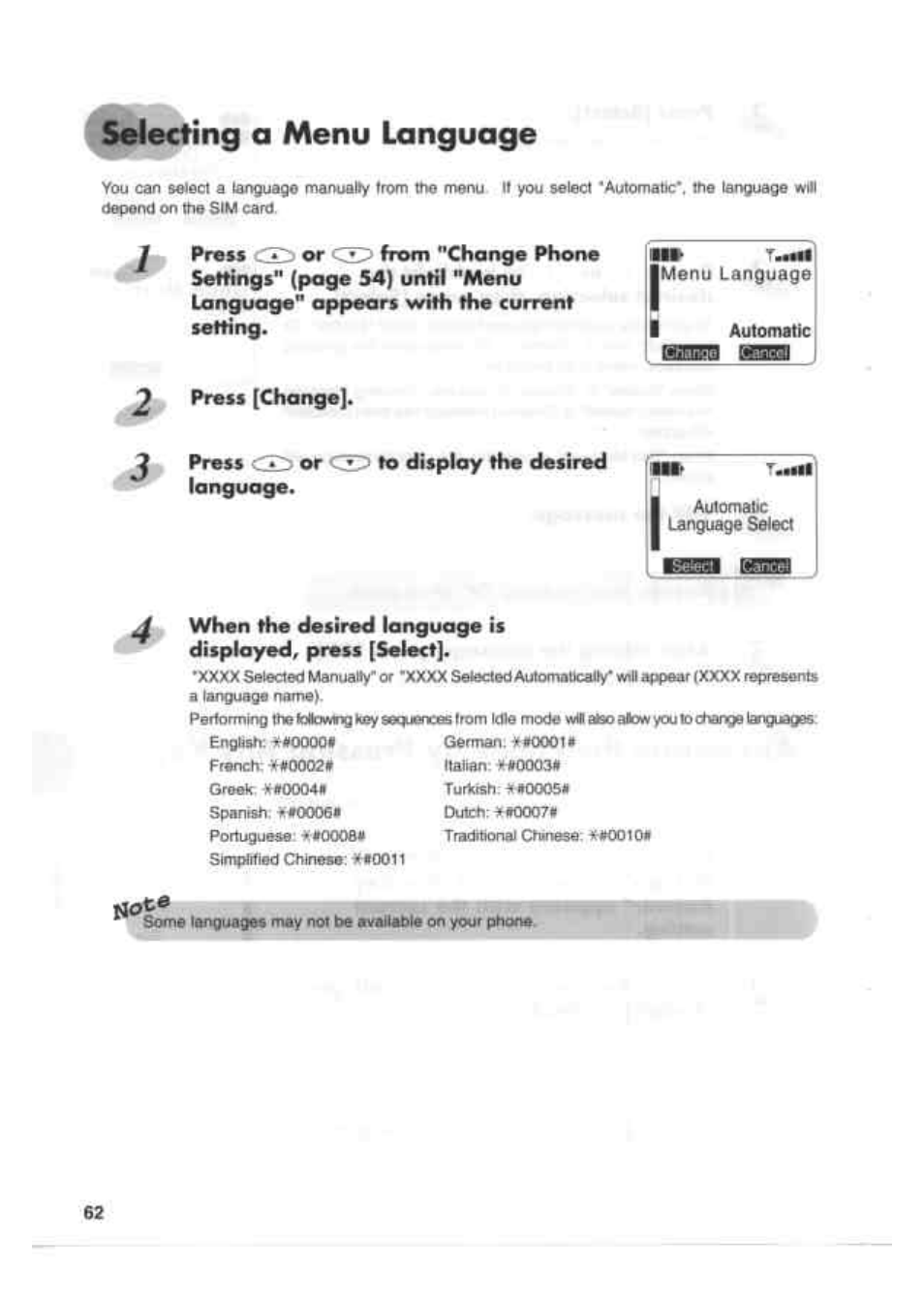 Selecting a menu language, Press | Kenwood EM 618 User Manual | Page 2 / 27