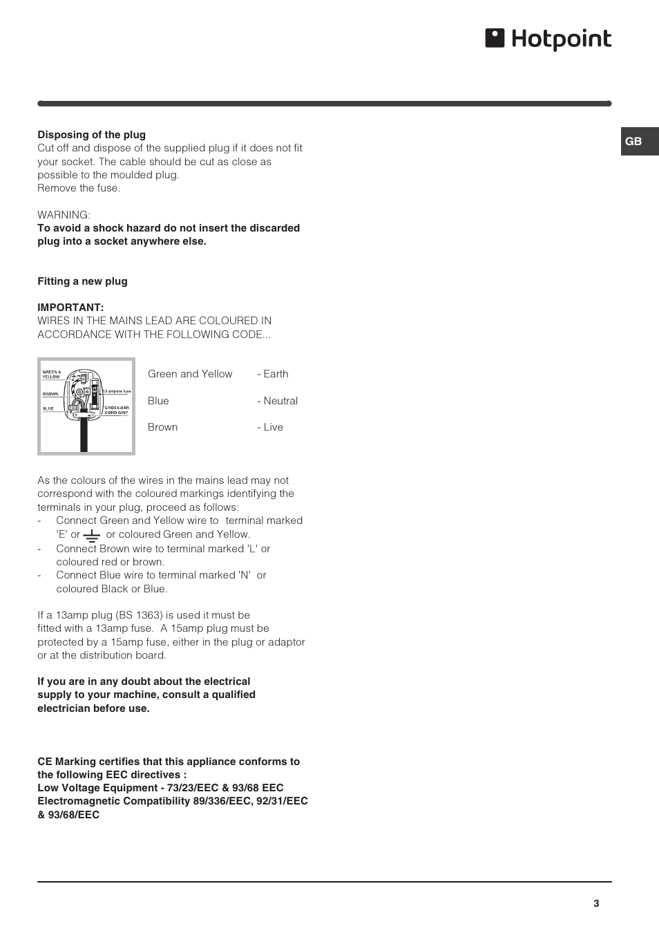 Hotpoint FF4DX(UK) User Manual | Page 3 / 12