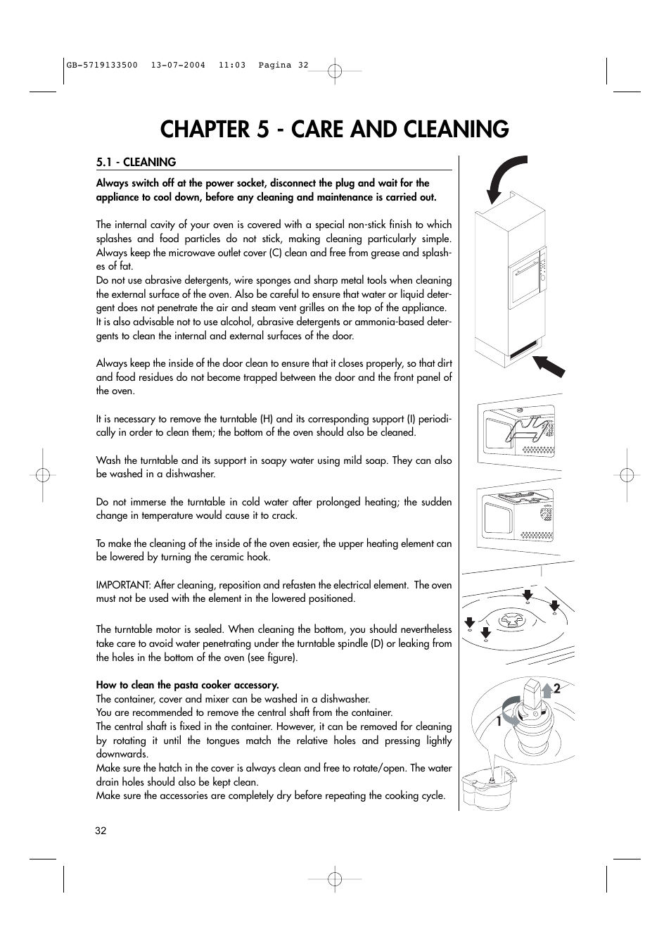 Chapter 5 - care and cleaning | Hotpoint MWHZ33 User Manual | Page 32 / 36