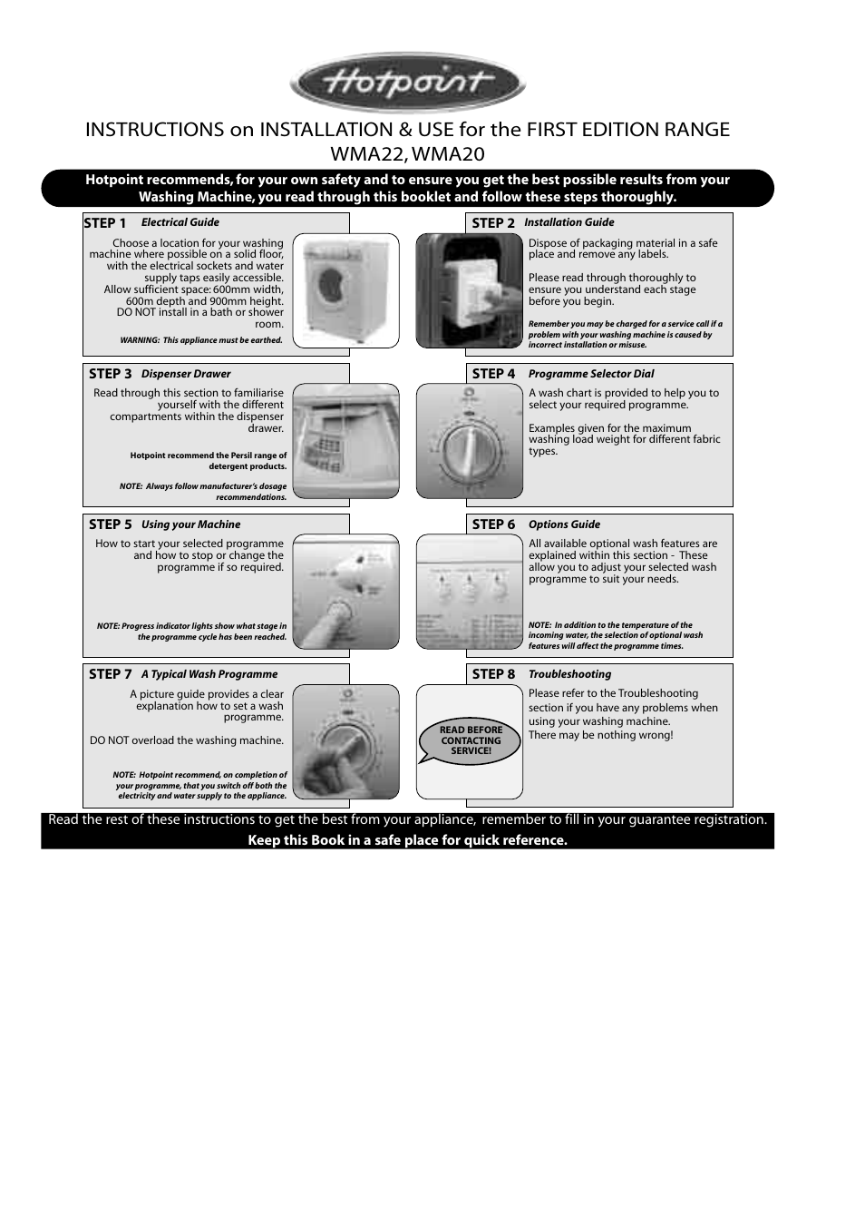 Hotpoint WMA22 User Manual | 11 pages