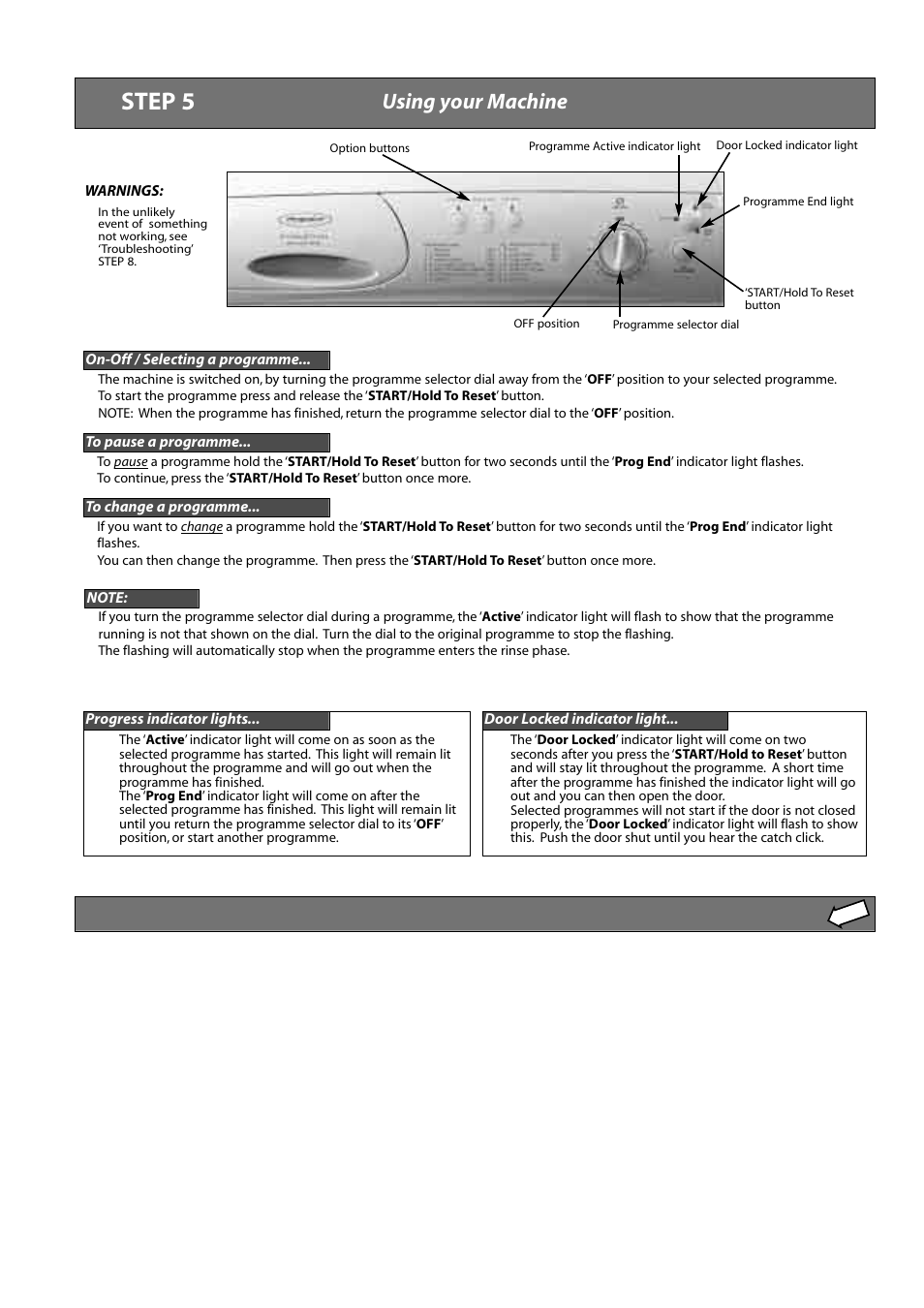Step 5, Using your machine | Hotpoint WMA22 User Manual | Page 6 / 11