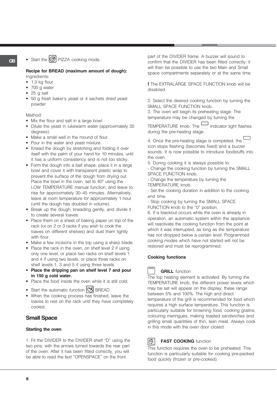 Small space | Hotpoint OS 897D C IX User Manual | Page 8 / 16