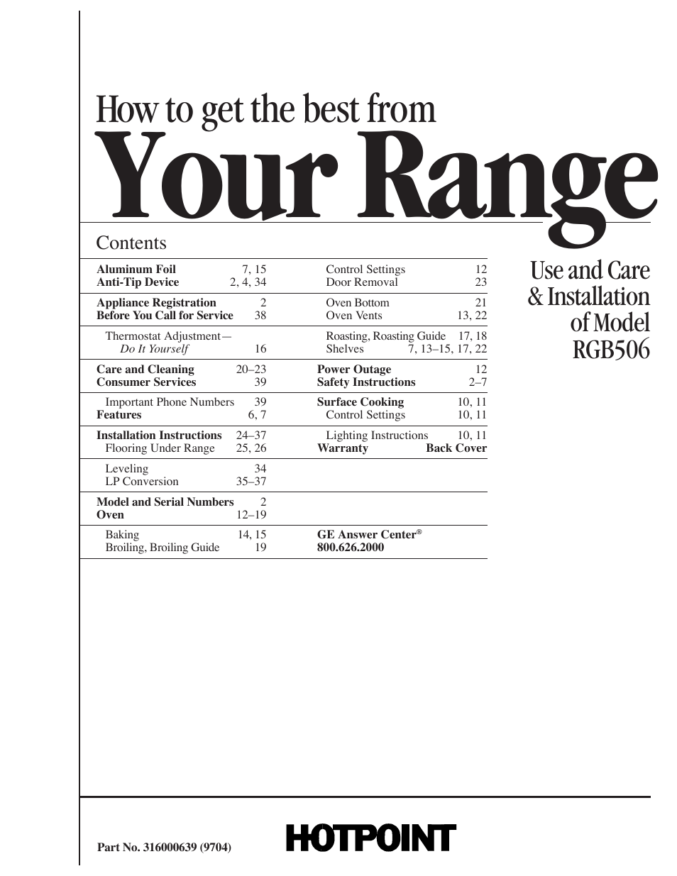 Hotpoint RGB506 User Manual | 40 pages