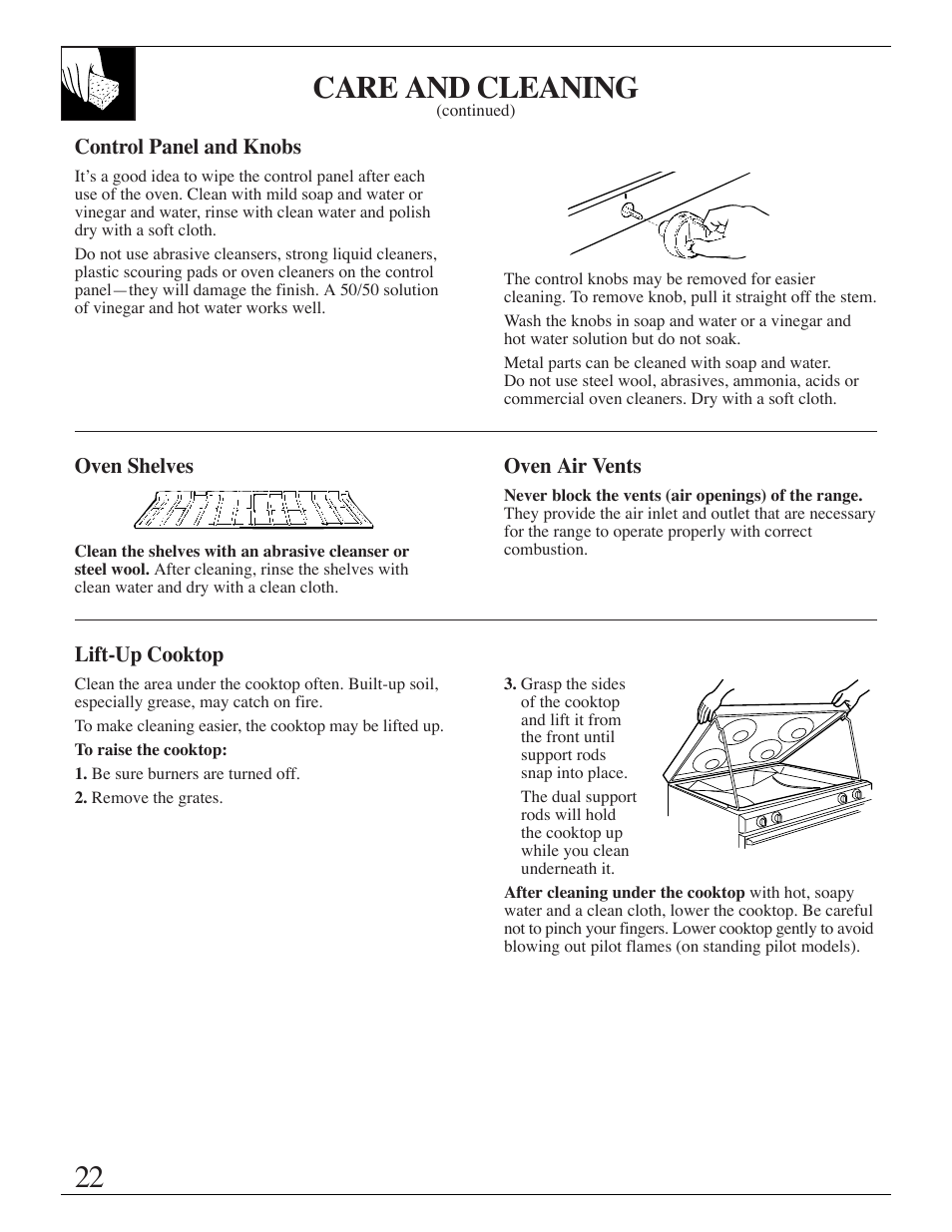 22 care and cleaning | Hotpoint RGB506 User Manual | Page 22 / 40